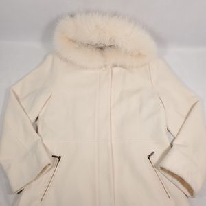 Kristen Blake Lambswool blend, Faux Fur-Trimmed Coat